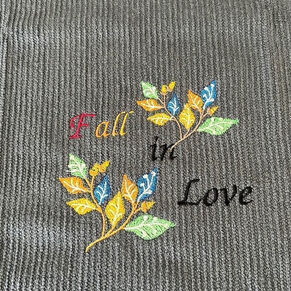 Custom Embroidered Gray Cotton Barmop Towel “Fall in Love”- flaws - Picture 6 of 8